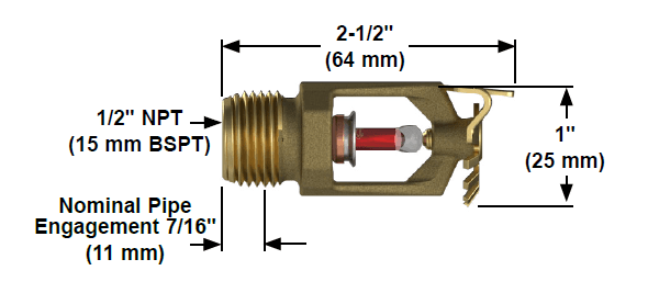 fire sprinkler sidewall dimensions